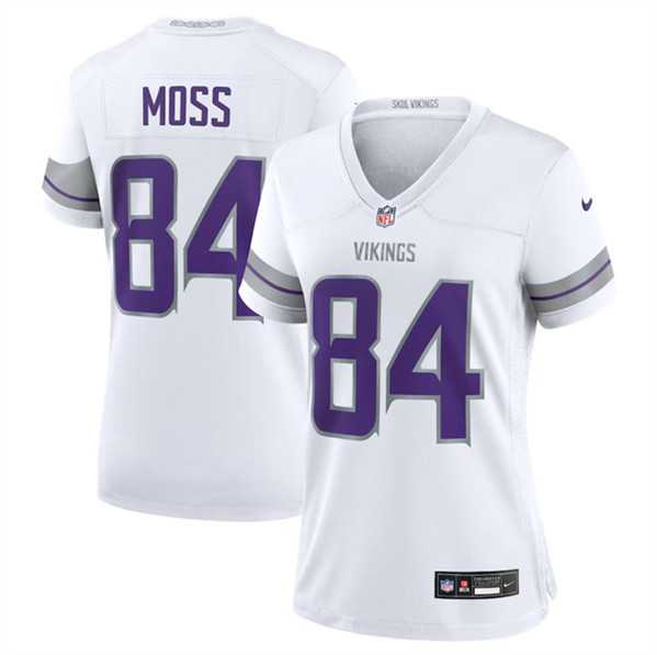 Womens Minnesota Vikings #84 Randy Moss White Winter Warrior Limited Football Stitched Jersey Dzhi